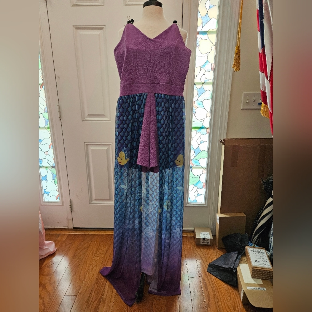Little Mermaid Romper Jumpsuit Short Skirt Flowing NWT sexy cute